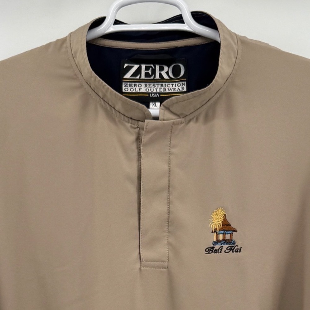 Zero Restriction Mens XL Tan Bali Hai Golf Windshirt Pullover S9002 USA Made